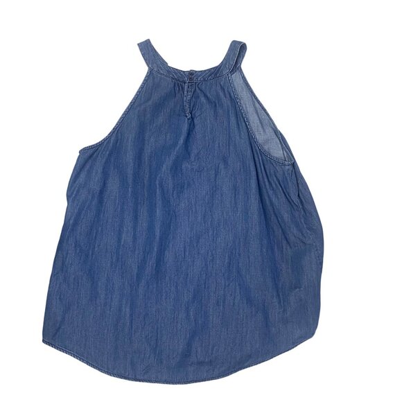 EST 1946 Top  Womens 18/20W Blue Sleeveless Denim Embroidered Front - Picture 3 of 12